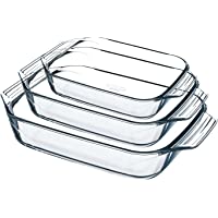 Pyrex Irresistible Set de 3 Fuentes para el Horno de Extrema Resistencia a Choques Térmicos- 37x26x6 cm- 3 Unidades…